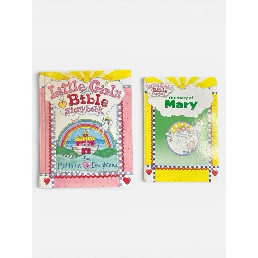 Vintage Little Girls Bible Storybook + Story of Mary Board Book Christian Lot